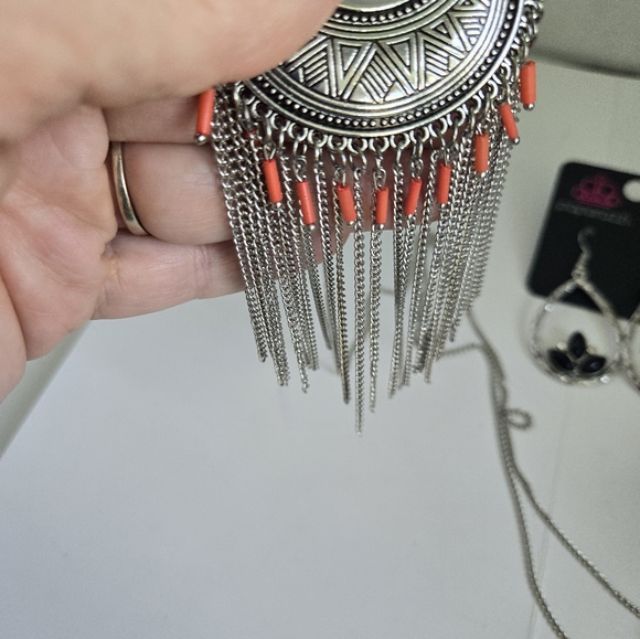 3 NEW Paparazzi jewelry long necklace earrings dangly silver tone festival - Picture 10 of 12